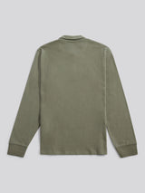 Mens Flat Pile Long Sleeve Polo Shirt in Mulled Basil