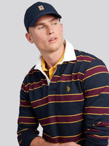 Mens Double Horsemen Stripe Rugby in Dark Sapphire Navy