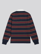 Mens Double Horsemen Stripe Rugby in Dark Sapphire Navy