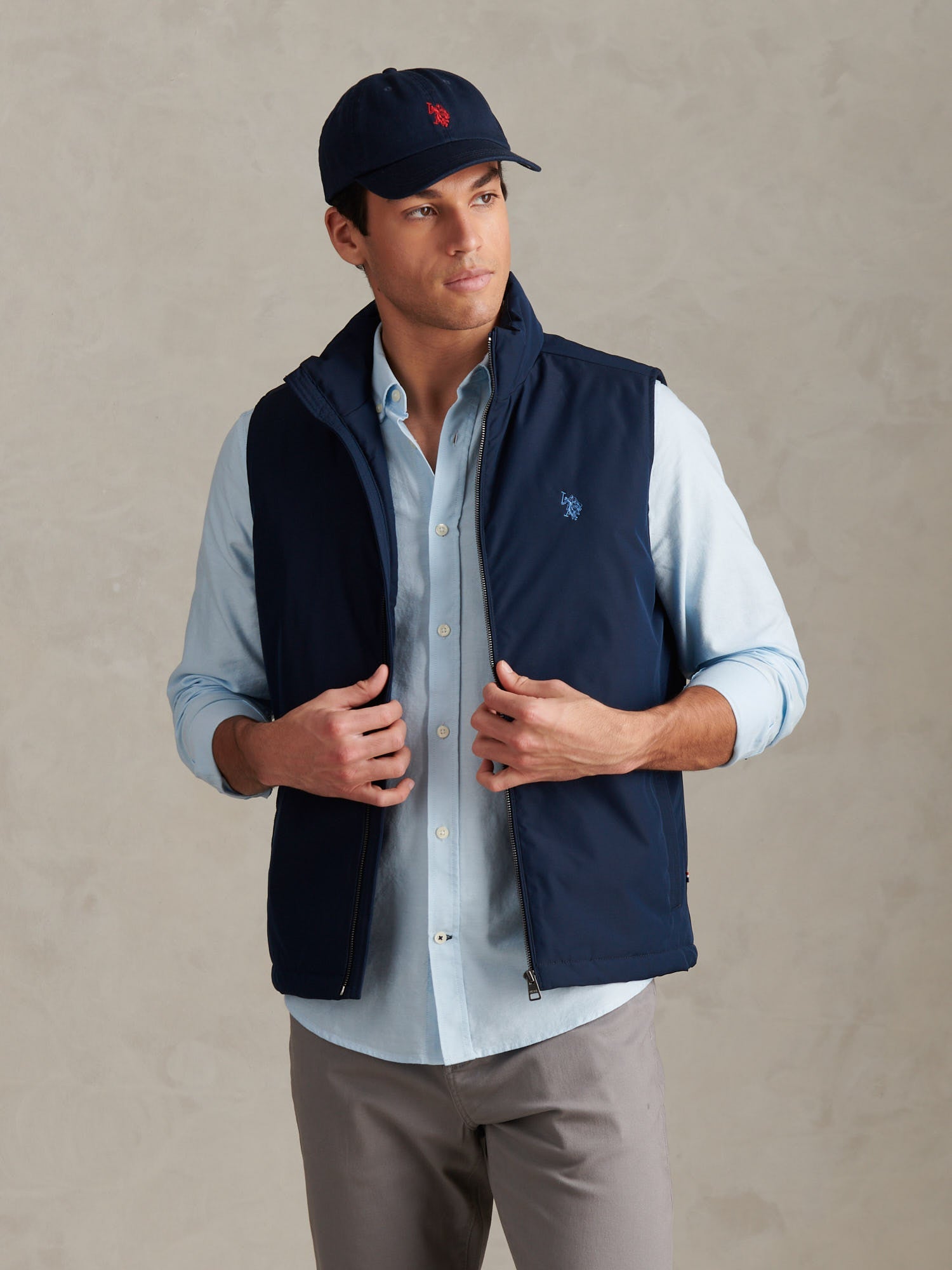 Mens Jersey Lined Quilted Gilet Dark Sapphire Navy / Moonlight Blue DHM