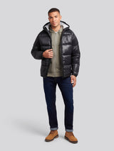 Mens High Shine Heavyweight Quilted Jacket in Black