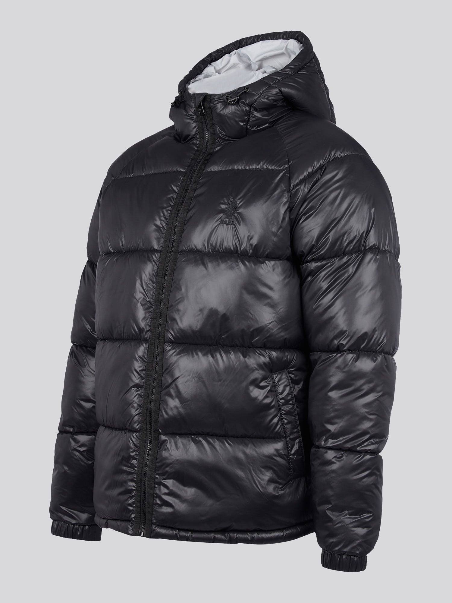 Mens High Shine Heavyweight Quilted Jacket in Black