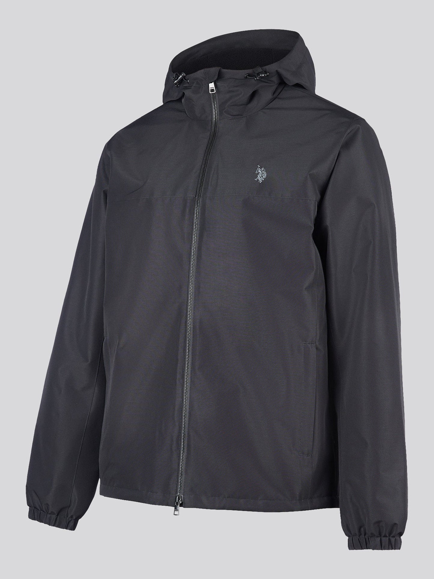 Mens Fleece Lined Winter Rain Jacket in Black