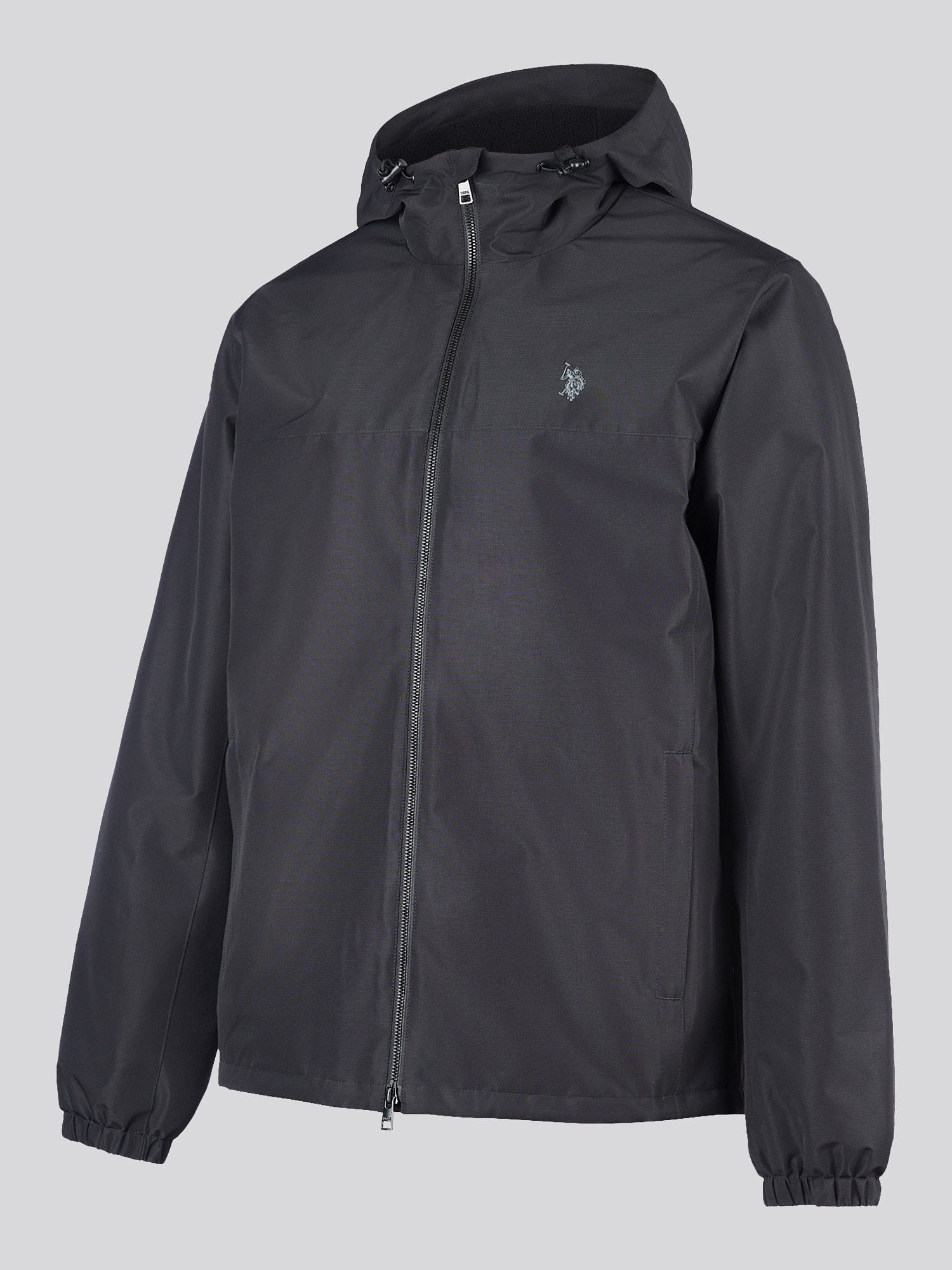 Mens Fleece Lined Winter Rain Jacket in Black