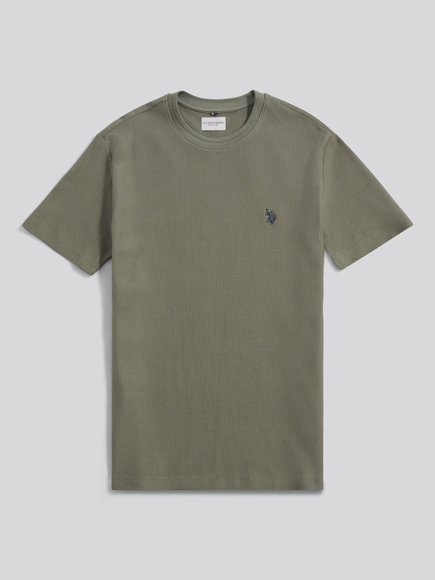 Mens HerringboneTexture T-Shirt in Mulled Basil