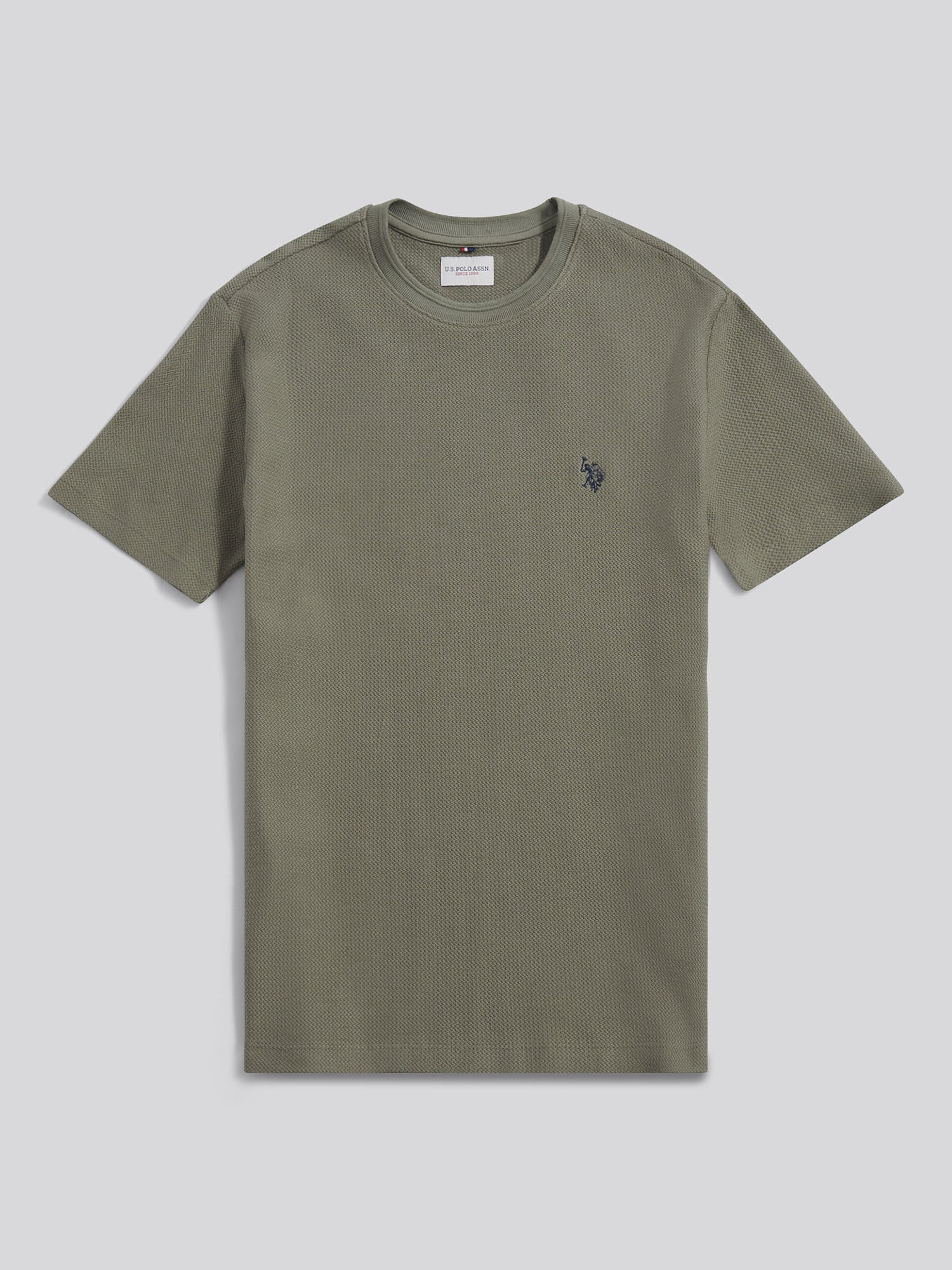 Mens HerringboneTexture T-Shirt in Mulled Basil