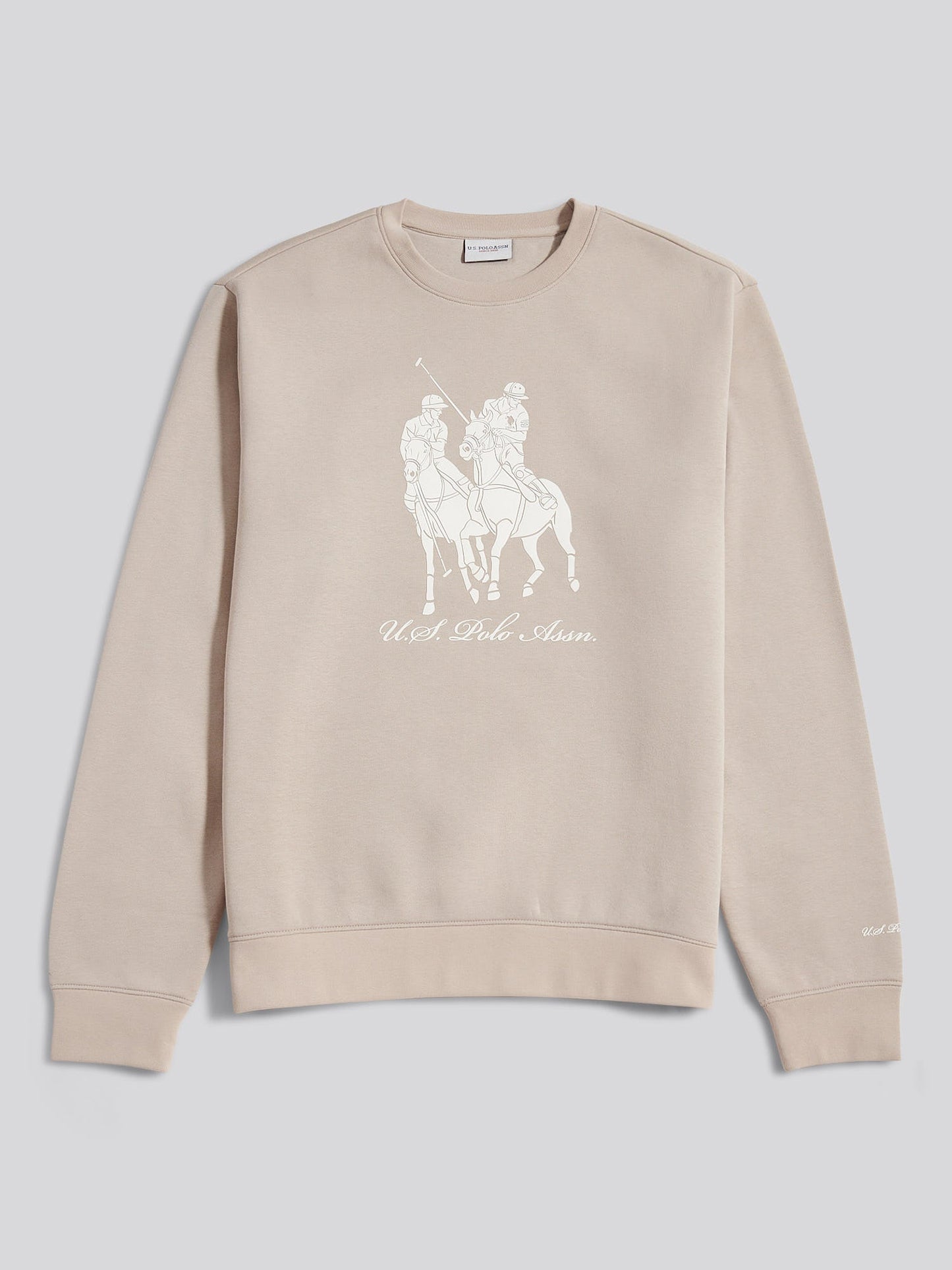 Mens Tonal Double Horsemen Print Crew in Atmosphere