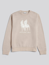 Mens Tonal Double Horsemen Print Crew in Atmosphere
