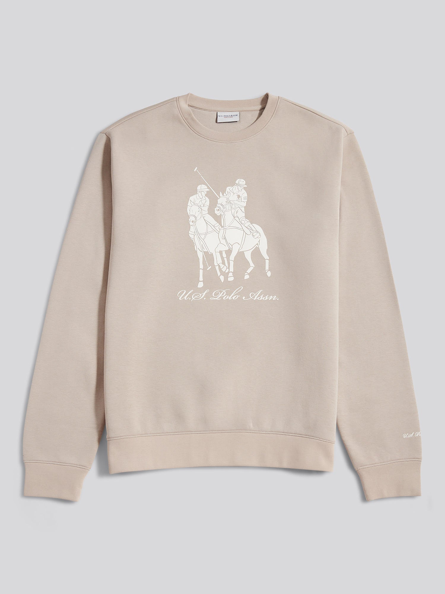 Mens Tonal Double Horsemen Print Crew in Atmosphere