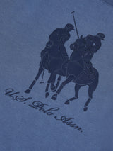 Mens Tonal Double Horsemen Print Crew in Vintage Indigo