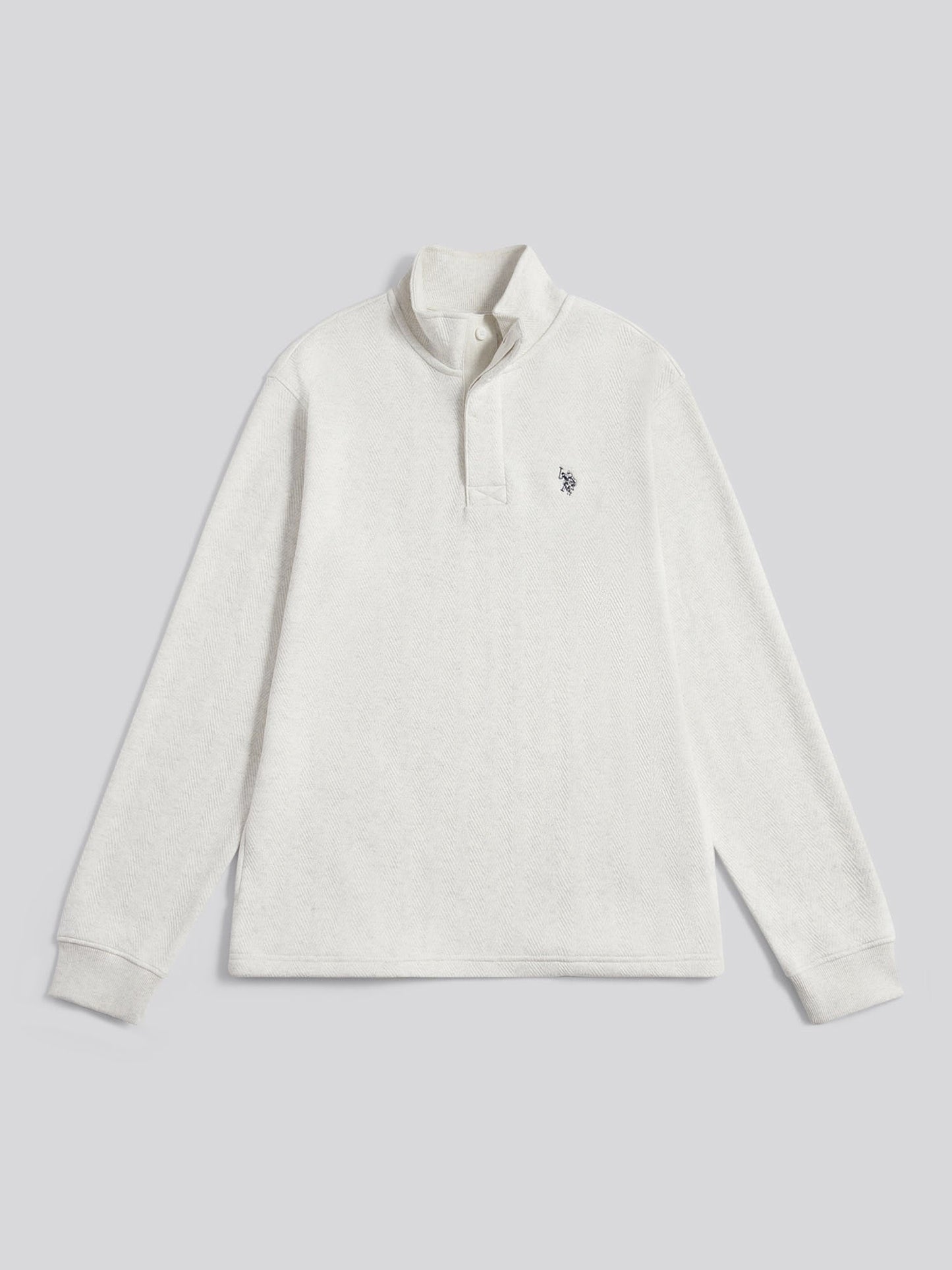 Mens Herringbone Open Hem Funnel in Light Grey Marl