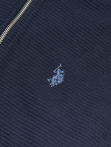 Mens Texture Zip Through Hood in Dark Sapphire Navy / Moonlight Blue DHM