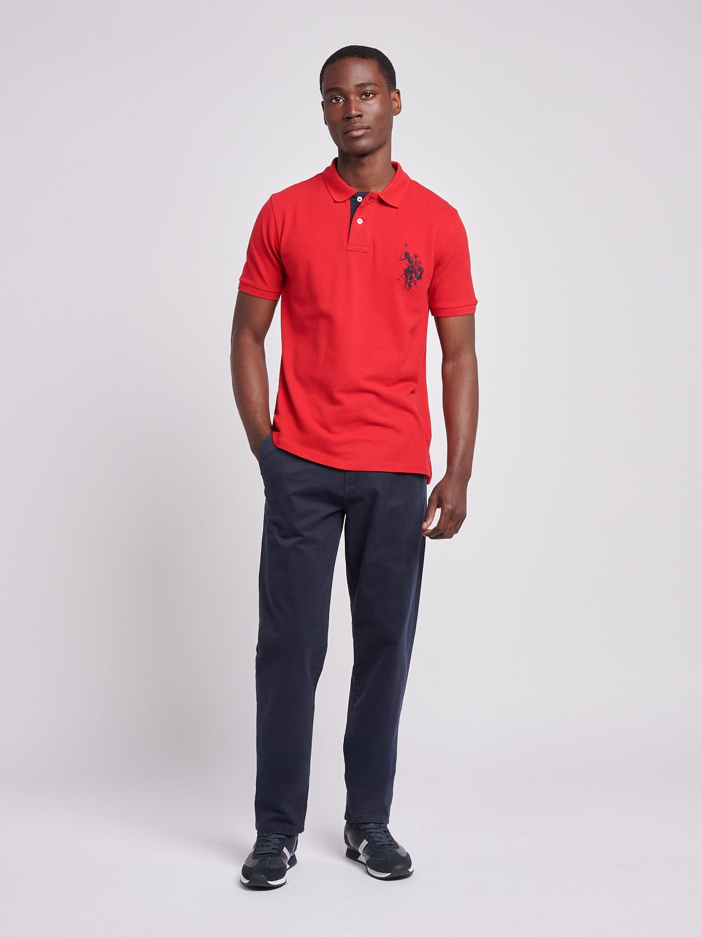 Mens Large Player Pique Polo Shirt in Haute Red