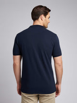 Mens Large Player Pique Polo Shirt in Dark Sapphire Navy / Haute Red DHM