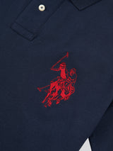 Mens Large Player Pique Polo Shirt in Dark Sapphire Navy / Haute Red DHM