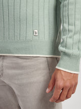 Mens Rib Knit Crew in Iceberg Green