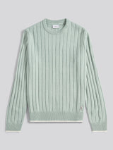 Mens Rib Knit Crew in Iceberg Green