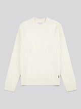 Mens Aran Knit Crew in Whisper White