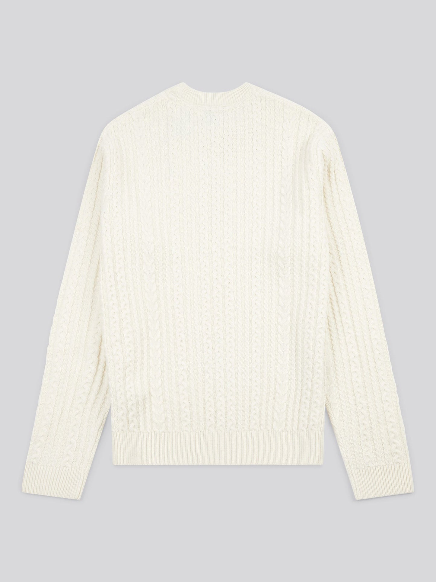 Mens Aran Knit Crew in Whisper White