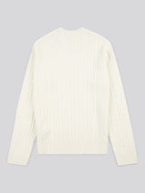 Mens Aran Knit Crew in Whisper White