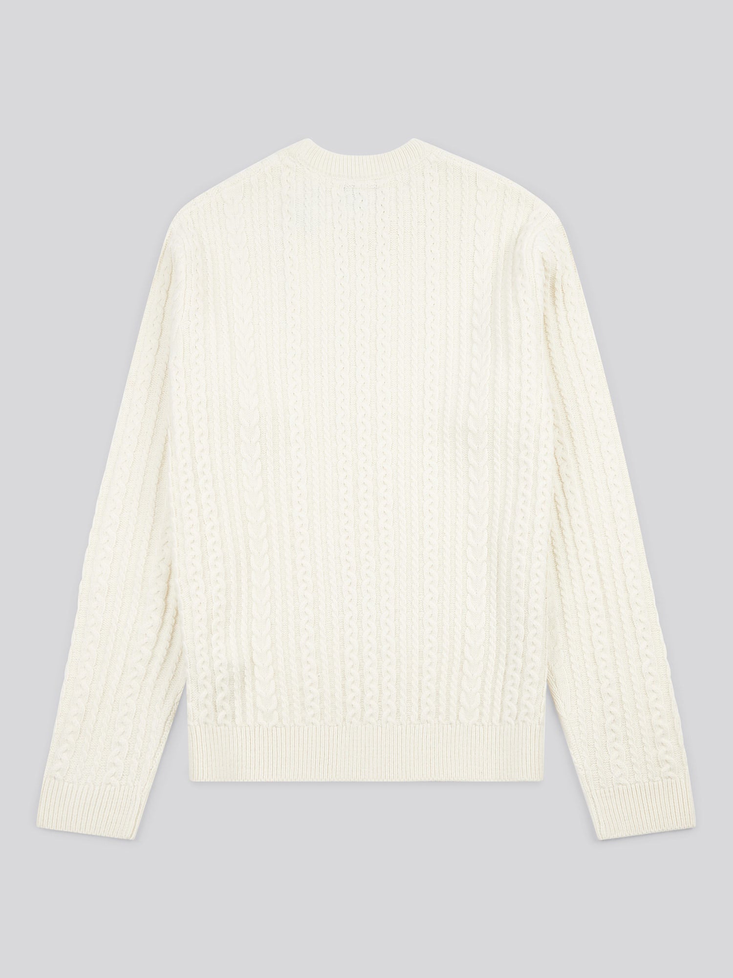 Mens Aran Knit Crew in Whisper White