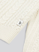 Mens Aran Knit Crew in Whisper White