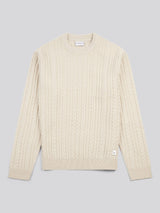 Mens Aran Knit Crew in Birch Marl