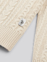 Mens Aran Knit Crew in Birch Marl