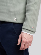Mens Check Texture Knit Funnel in Iceberg Green