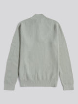 Mens Check Texture Knit Funnel in Iceberg Green