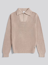 Mens Half Cardigan Stitch Knit Funnel in Atmosphere