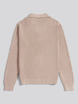 Mens Half Cardigan Stitch Knit Funnel in Atmosphere