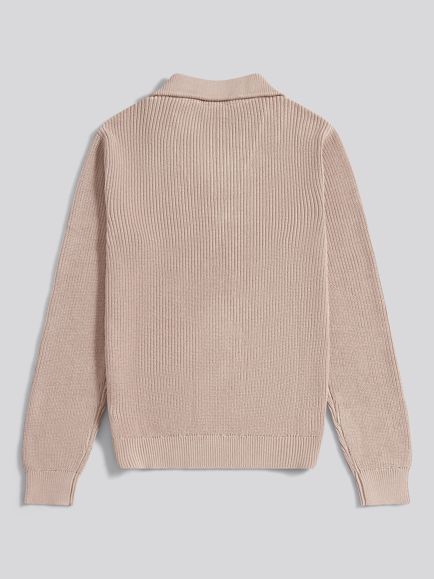 Mens Half Cardigan Stitch Knit Funnel in Atmosphere