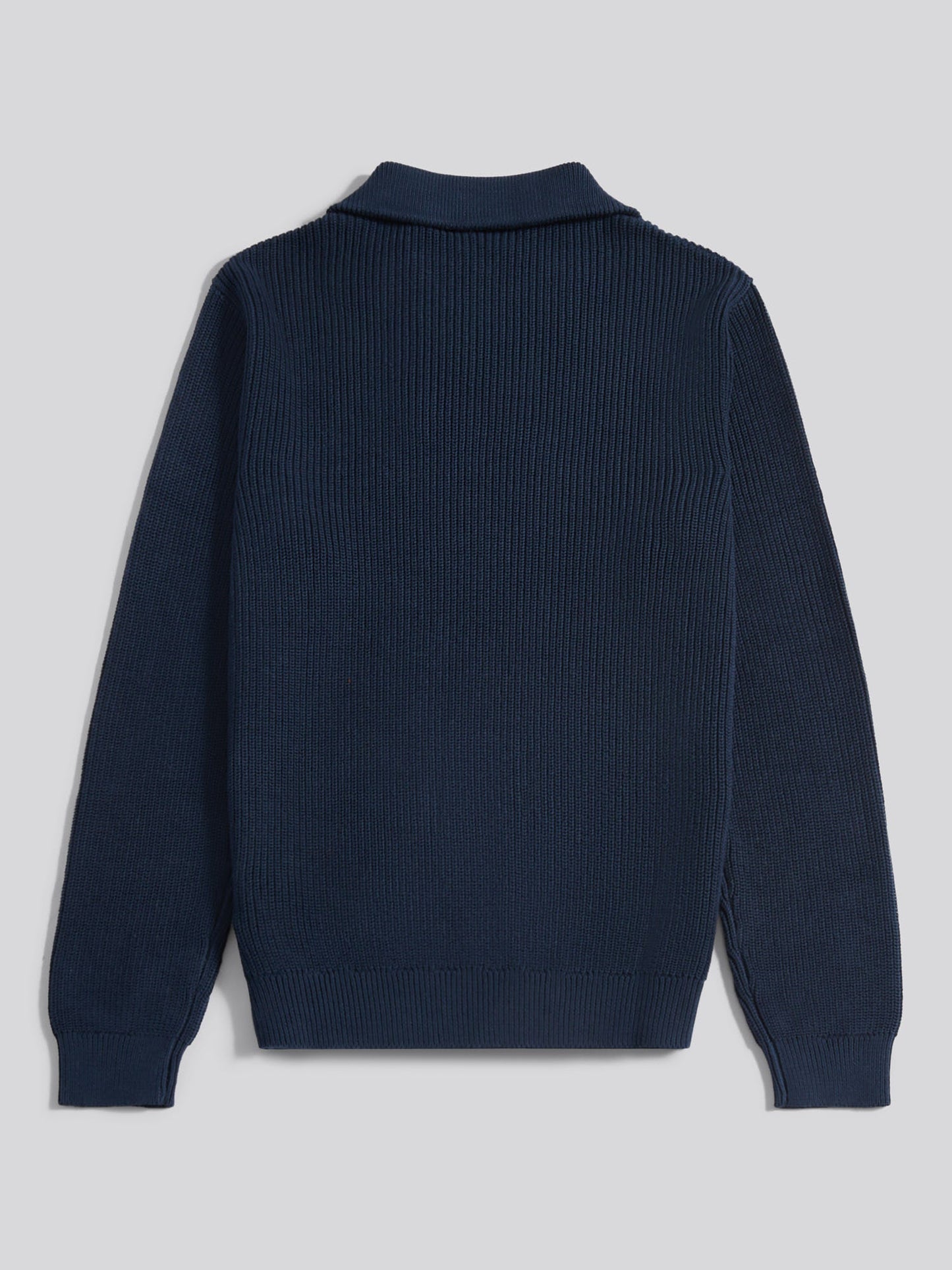 Mens Half Cardigan Stitch Knit Funnel in Dark Sapphire Navy