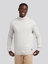 Mens Twisted Yarn Knit Roll Neck in High Rise