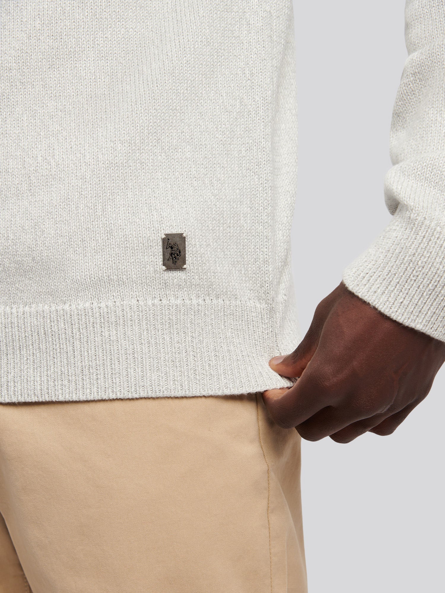 Mens Twisted Yarn Knit Roll Neck in High Rise