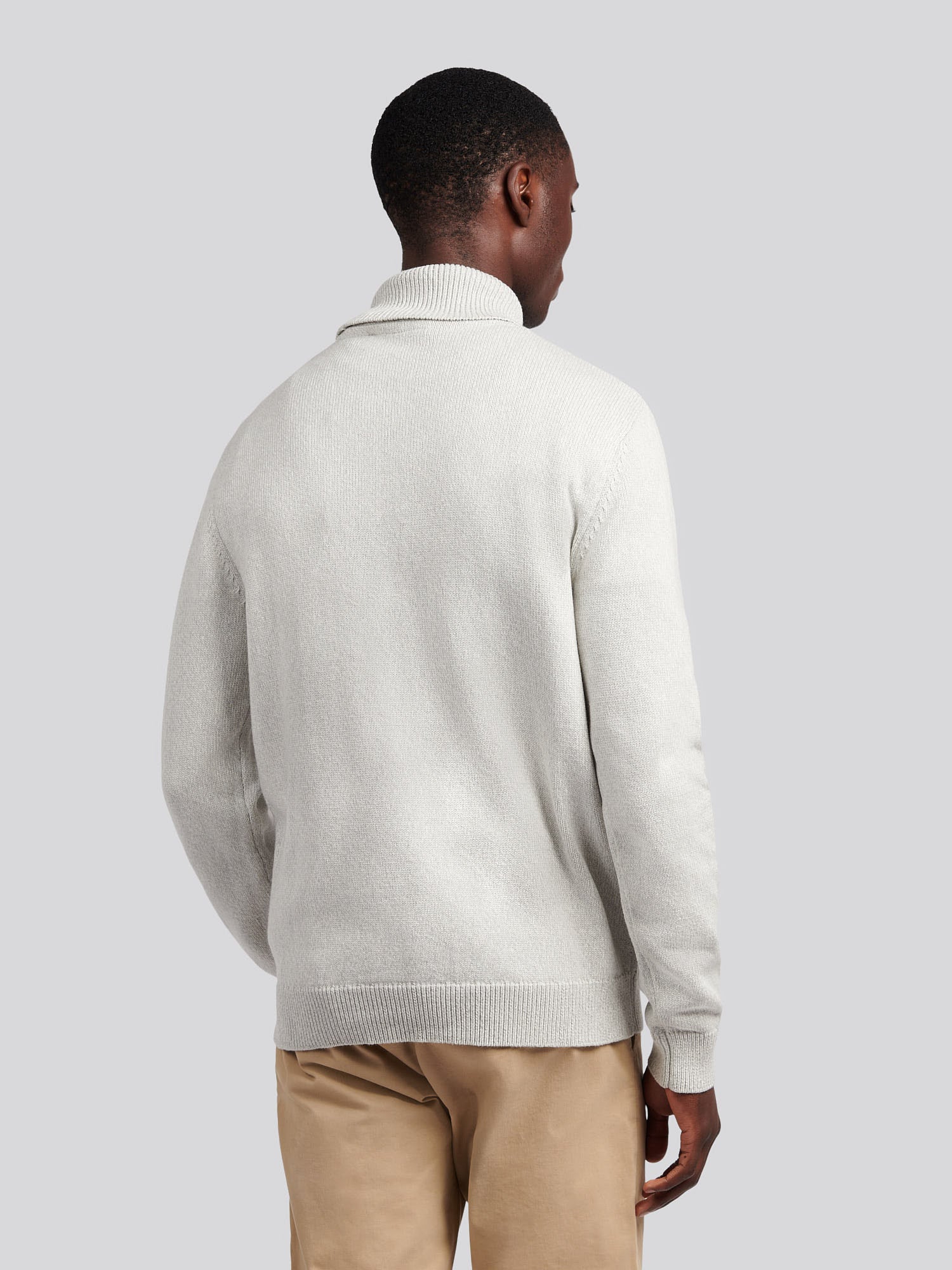 Mens Twisted Yarn Knit Roll Neck in High Rise