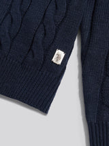 Mens Half Cardigan Stitch Knit Cardigan in Dark Sapphire Navy