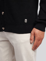 Mens Stitch Knit Cardigan in Black