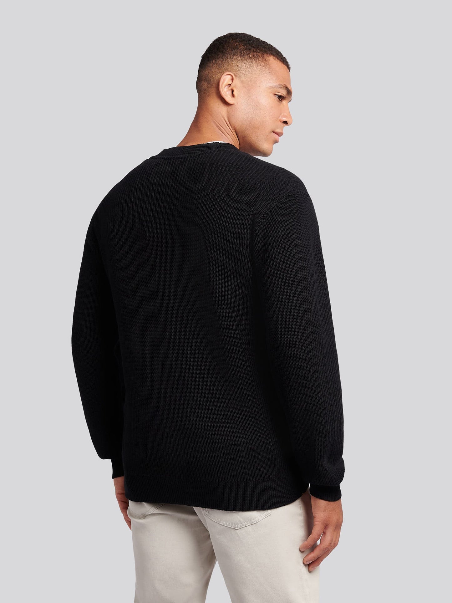 Mens Stitch Knit Cardigan in Black