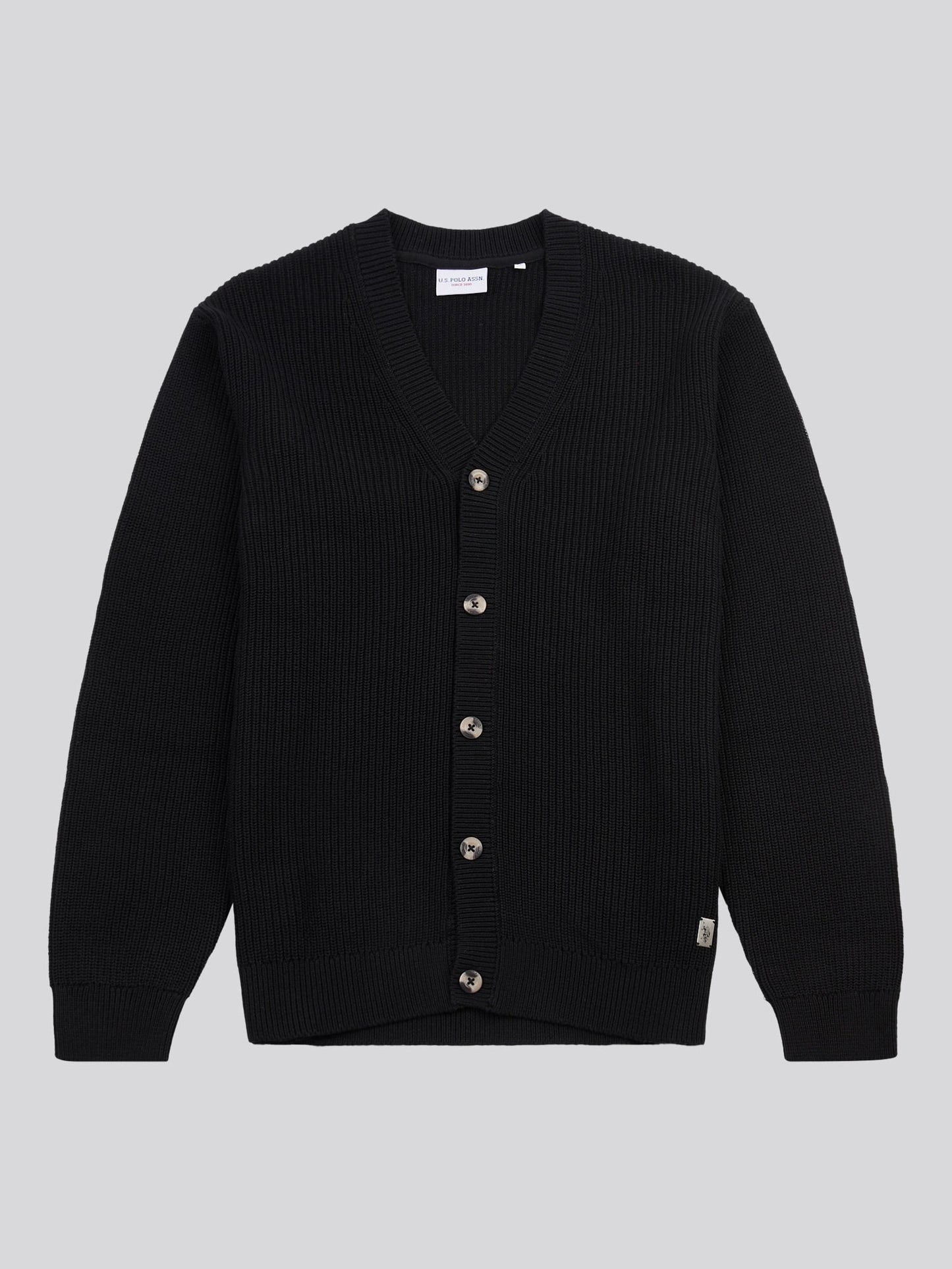 Mens Stitch Knit Cardigan in Black