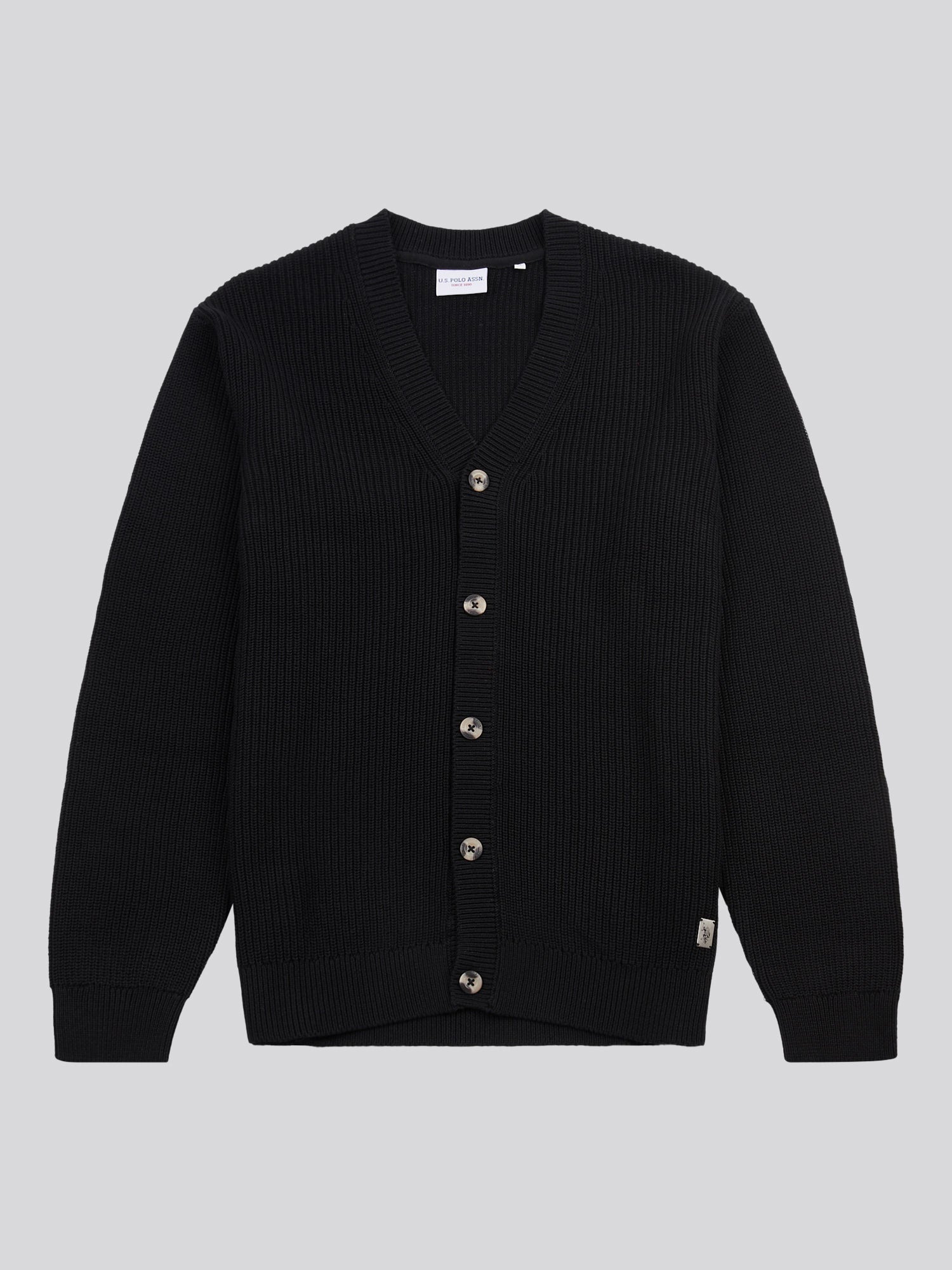 Mens Stitch Knit Cardigan in Black