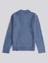 Mens Brushed Knit Long Sleeve Polo Shirt in Vintage Indigo
