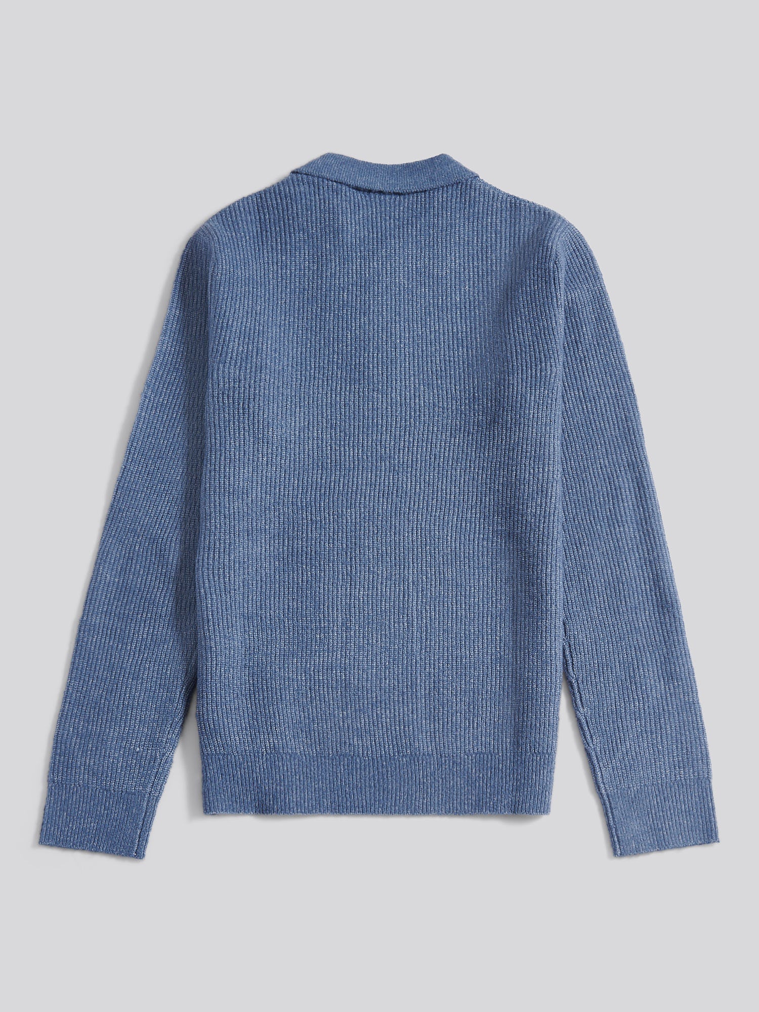 Mens Brushed Knit Long Sleeve Polo Shirt in Vintage Indigo