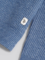 Mens Brushed Knit Long Sleeve Polo Shirt in Vintage Indigo