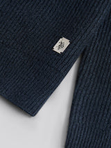 Mens Brushed Knit Long Sleeve Polo Shirt in Dark Sapphire Navy