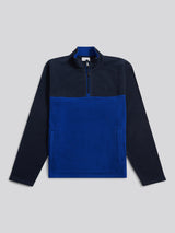 Mens Colour Block Micro Fleece Funnel in Dark Sapphire Navy