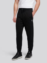 Mens Double Horsemen Loopback Jogger Black Bright White DHM
