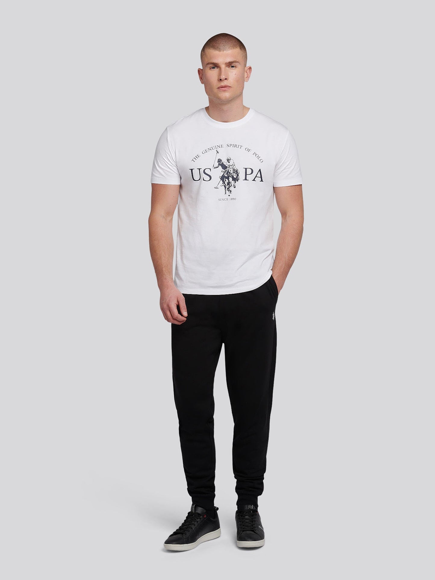 Mens Double Horsemen Loopback Jogger Black Bright White DHM