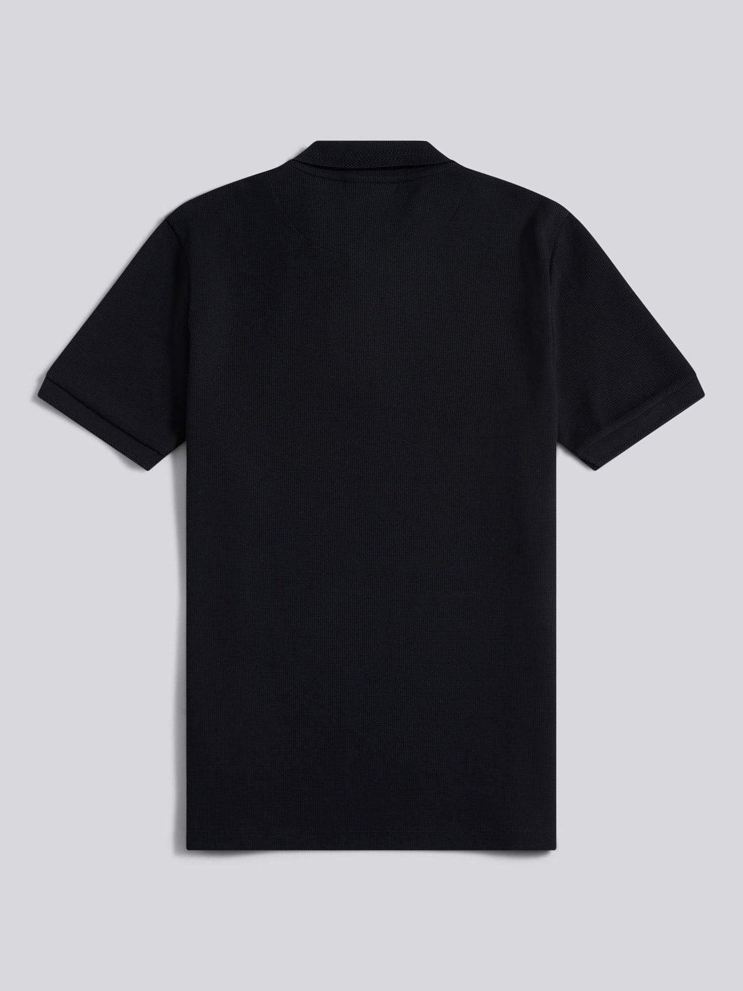 Mens Waffle Texture Polo Shirt in Black